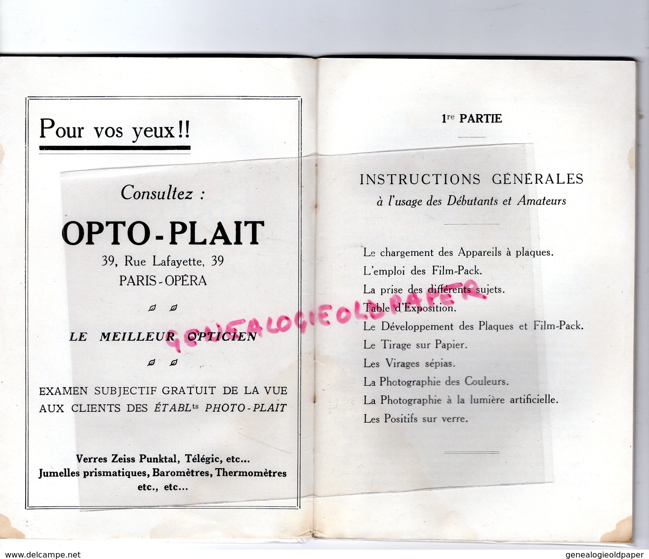 75- PARIS - MANUEL PRATIQUE DU DEBUTANT AMATEUR PHOTOGRAPHE PHOTO PLAIT-35 RUE LAFAYETTE-MINIMA-SPLENDOR-PLATOS-SPIDEX- - Photographs