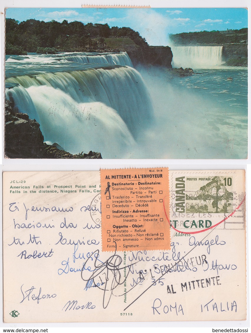 Niagara Falls - America Falls At Prospect Point, Anni 60-70 (rispedito Al Mittente), Cascadas, Cascades, Cascate - Moderne Ansichtskarten