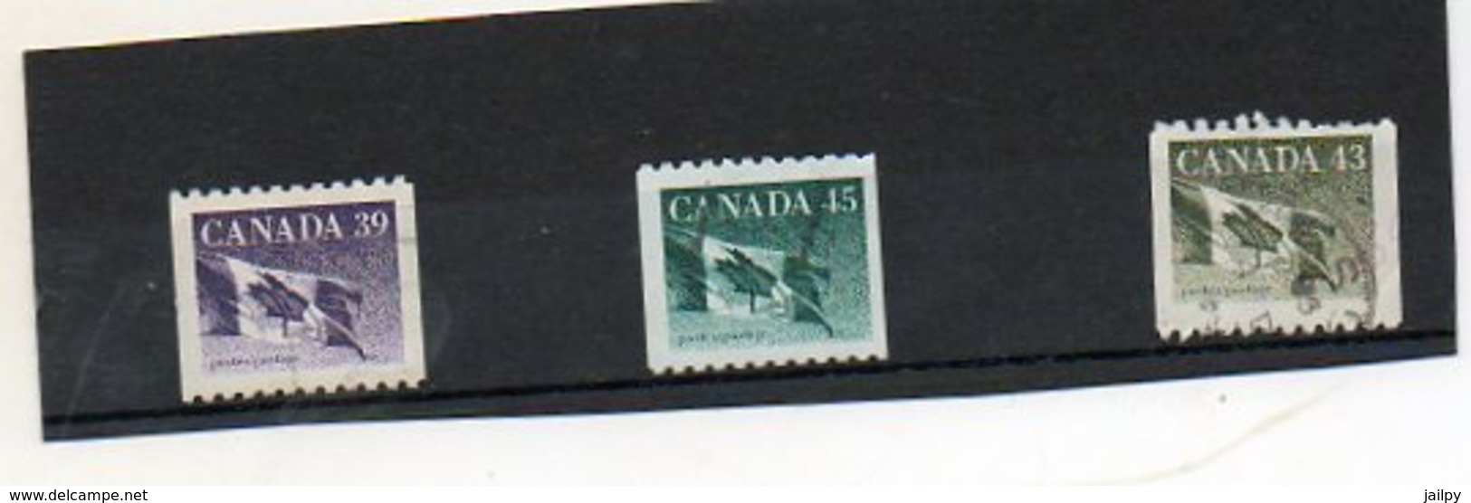 CANADA    3 Timbres   Série Courante  Drapeau Roulette  1990-92 Et 95     Oblitérés - Rollo De Sellos
