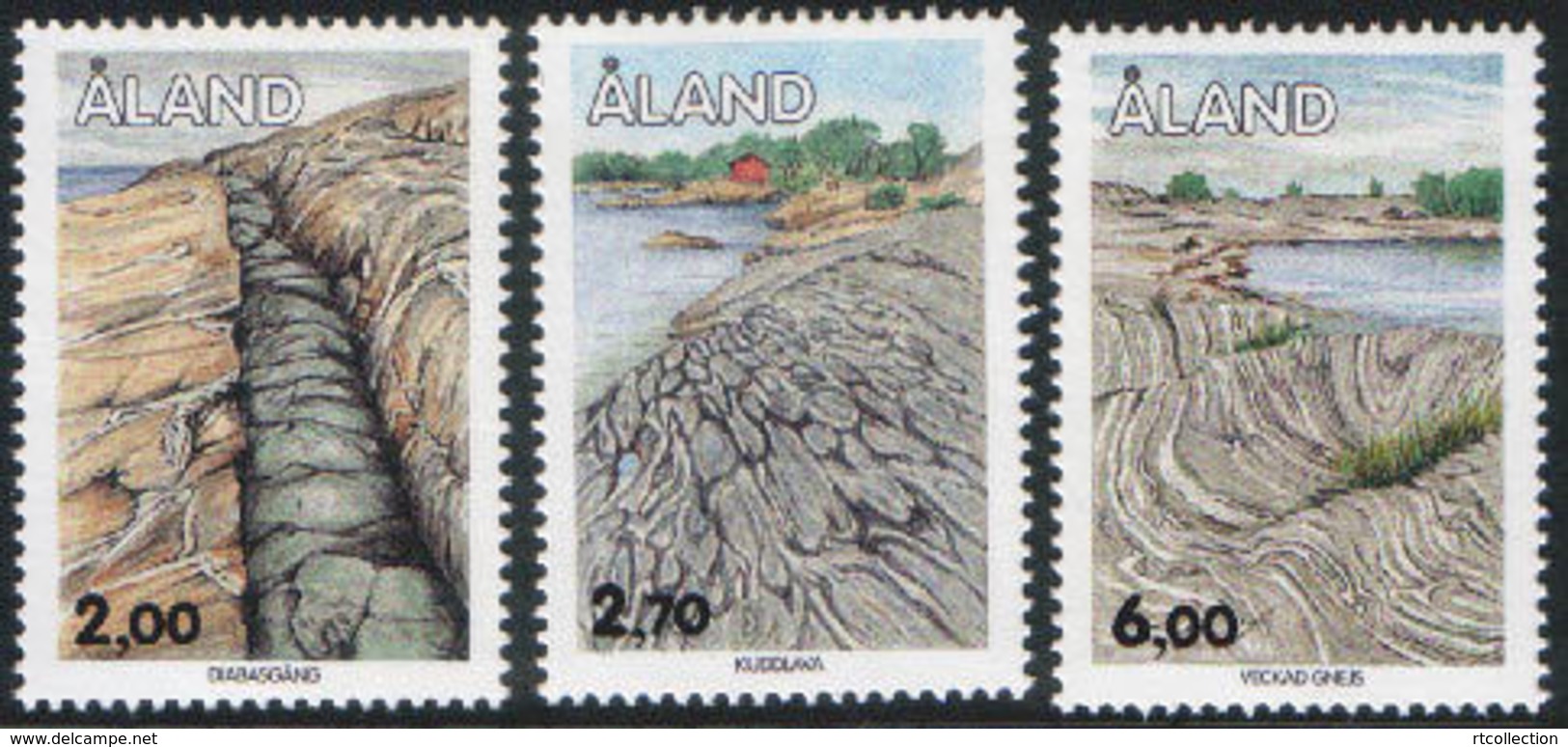 Aland 1993 Finland-Aland The Bedrock Of Aland Rock Formations Nature Environment Minerals Stamps MNH Michel 75-77 - Minerals