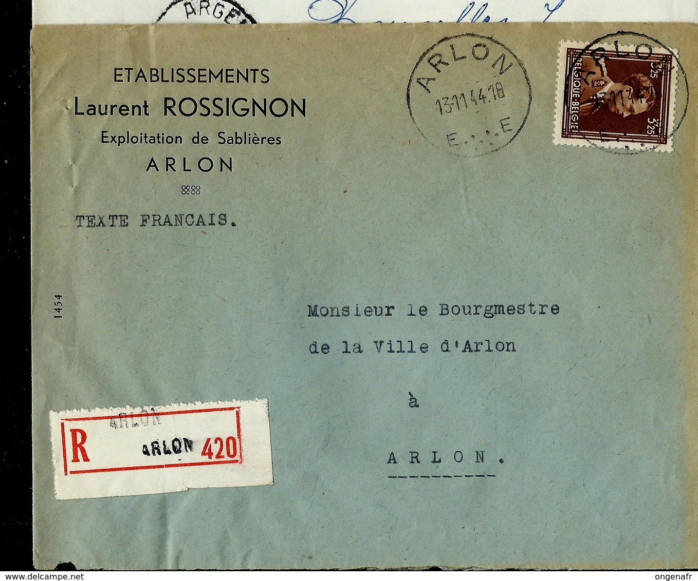 Doc. De  ARLON - E E - Du 13/11/44  Avec Col Ouvert N°695 En Rec. Double Frappe - Landpost (Ruralpost)