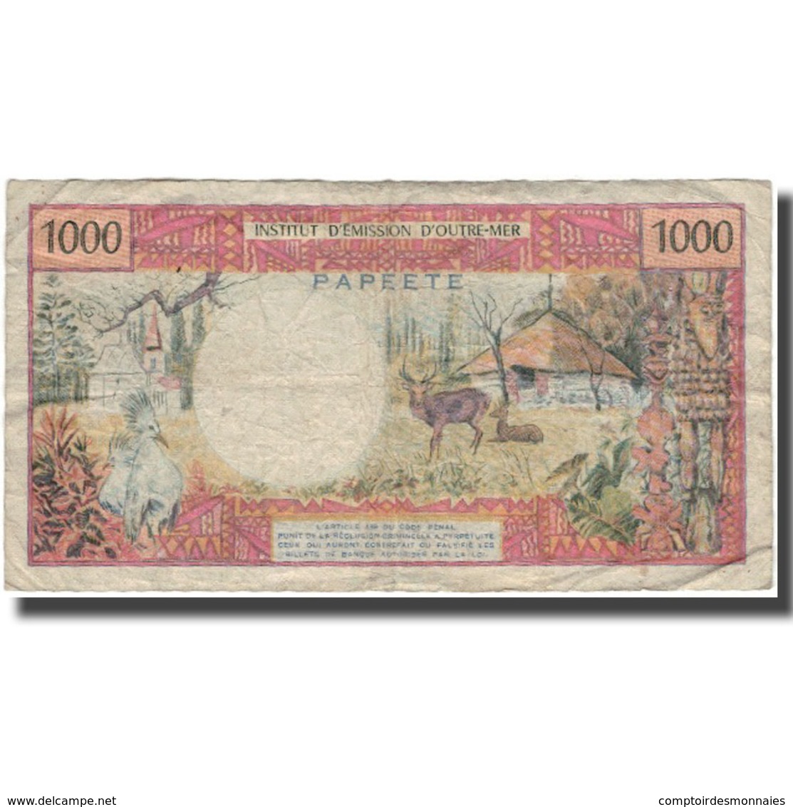 Billet, Tahiti, 1000 Francs, KM:27b, B+ - Papeete (Polinesia Francese 1914-1985)