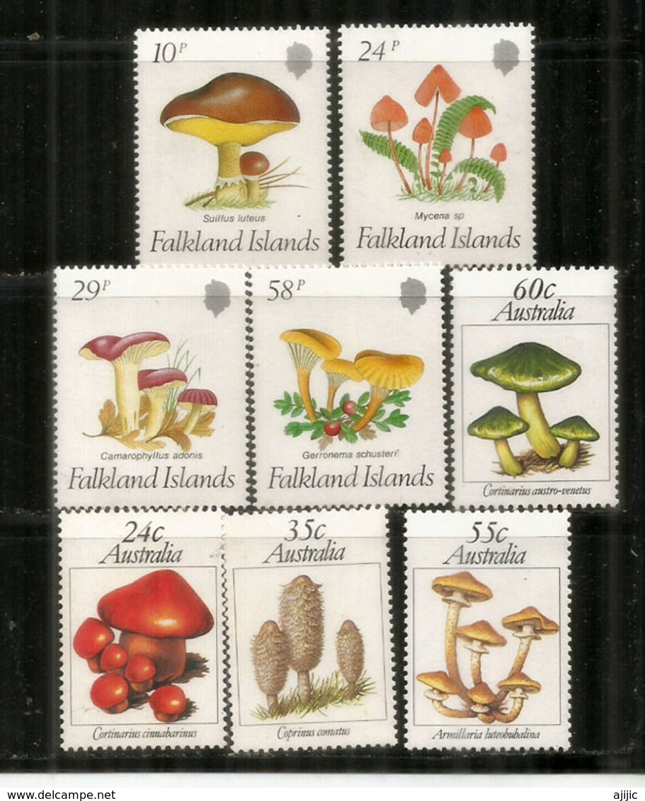 Champignons D Australie Et Des îles Falkland. 2 Séries Complètes Neuves ** (Bolet Jaune,Mycènes, Cortinaire,etc) - Funghi