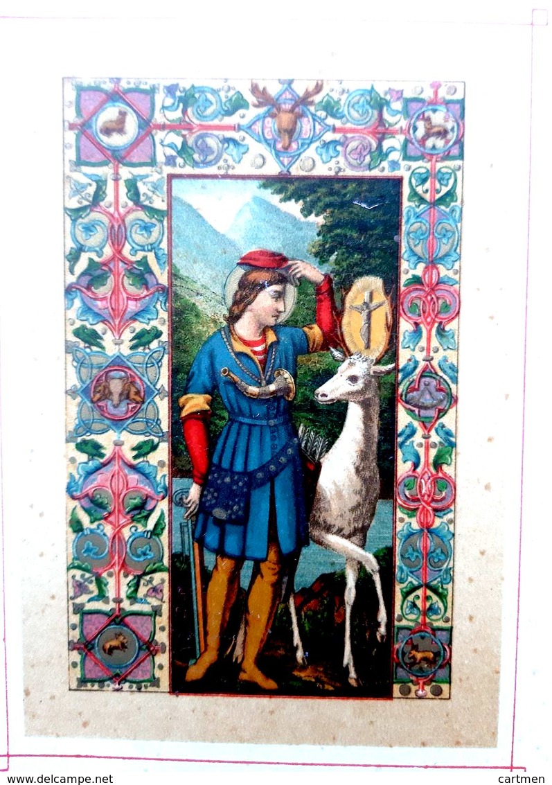 IMAGES PIEUSES SANTINI SAINT HUBERT S HUBERTUS CHROMOLITHOGRAPHIE DU PATRON DES CHASSEURS 11 X 15 CM - Religione & Esoterismo