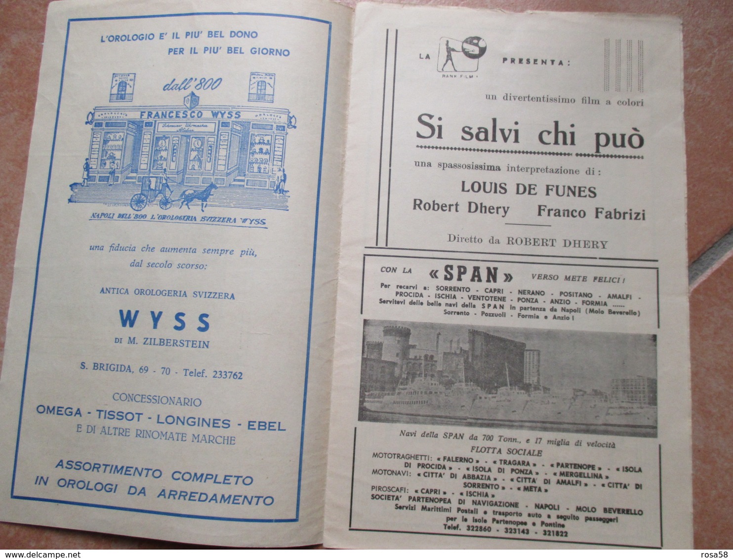 NAPOLI Cinema METROPOLITAN Film Si Salvi Chi Può Louis De Funes Robert Dhery Franco Fabrizi Pubblicità Epoca - Programs