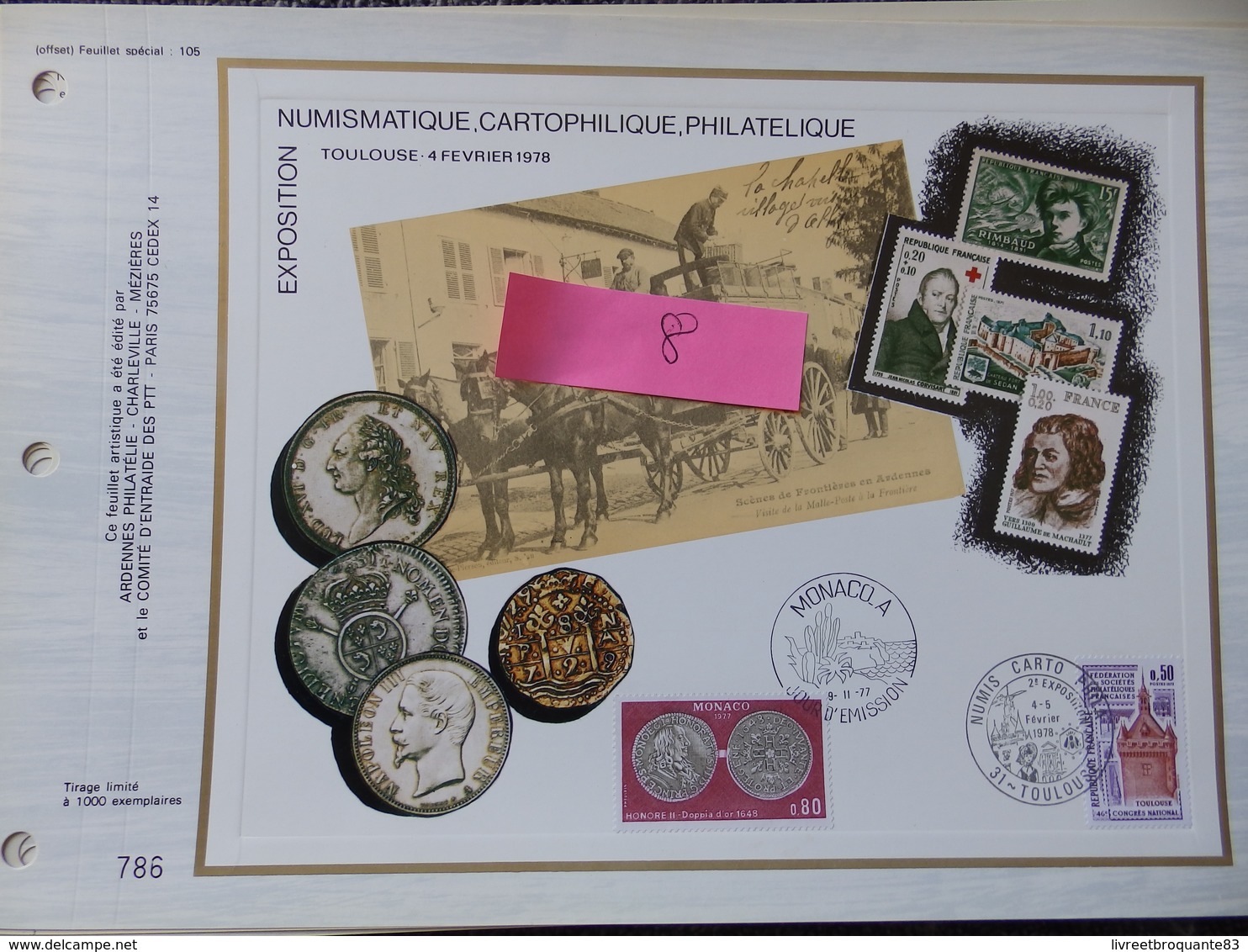 FDC FEUILLET CEF MONACO N° 105 FEUILLET SPECIAL EXPOSITION NUMISMATIQUE CARTOPHILIQUE PHILATELIQUE ARDENNES PHILATELIE - Unclassified