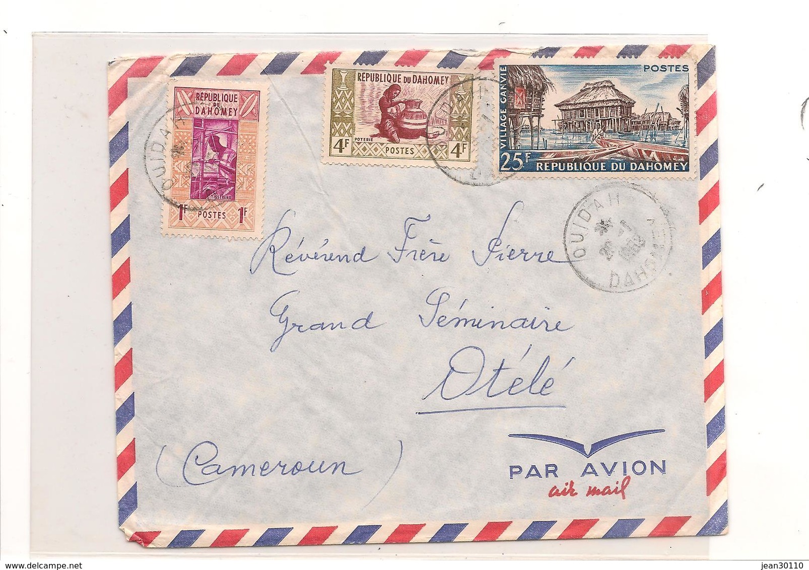 28-1-1962 ENVELOPPE DE OUIDAH ( DAHOMEY) POUR OTELE ( CAMEROUN) - Briefe U. Dokumente