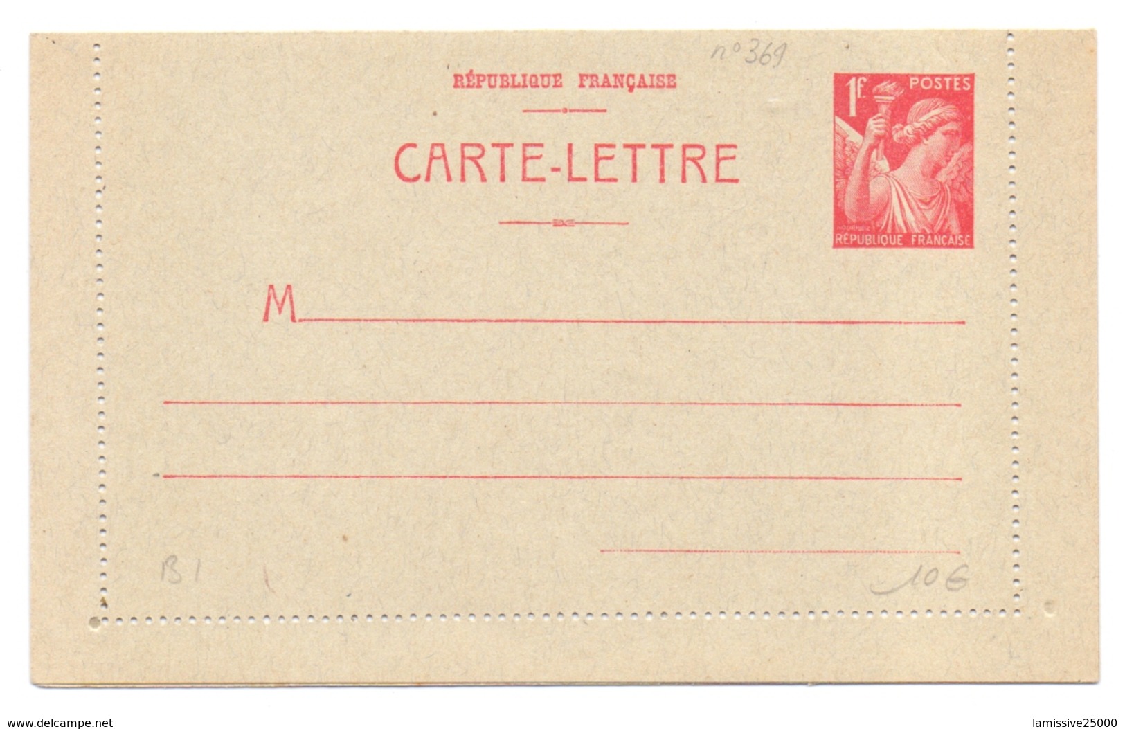 France Entier Carte Lettre Iris Neuve Sup - Kaartbrieven