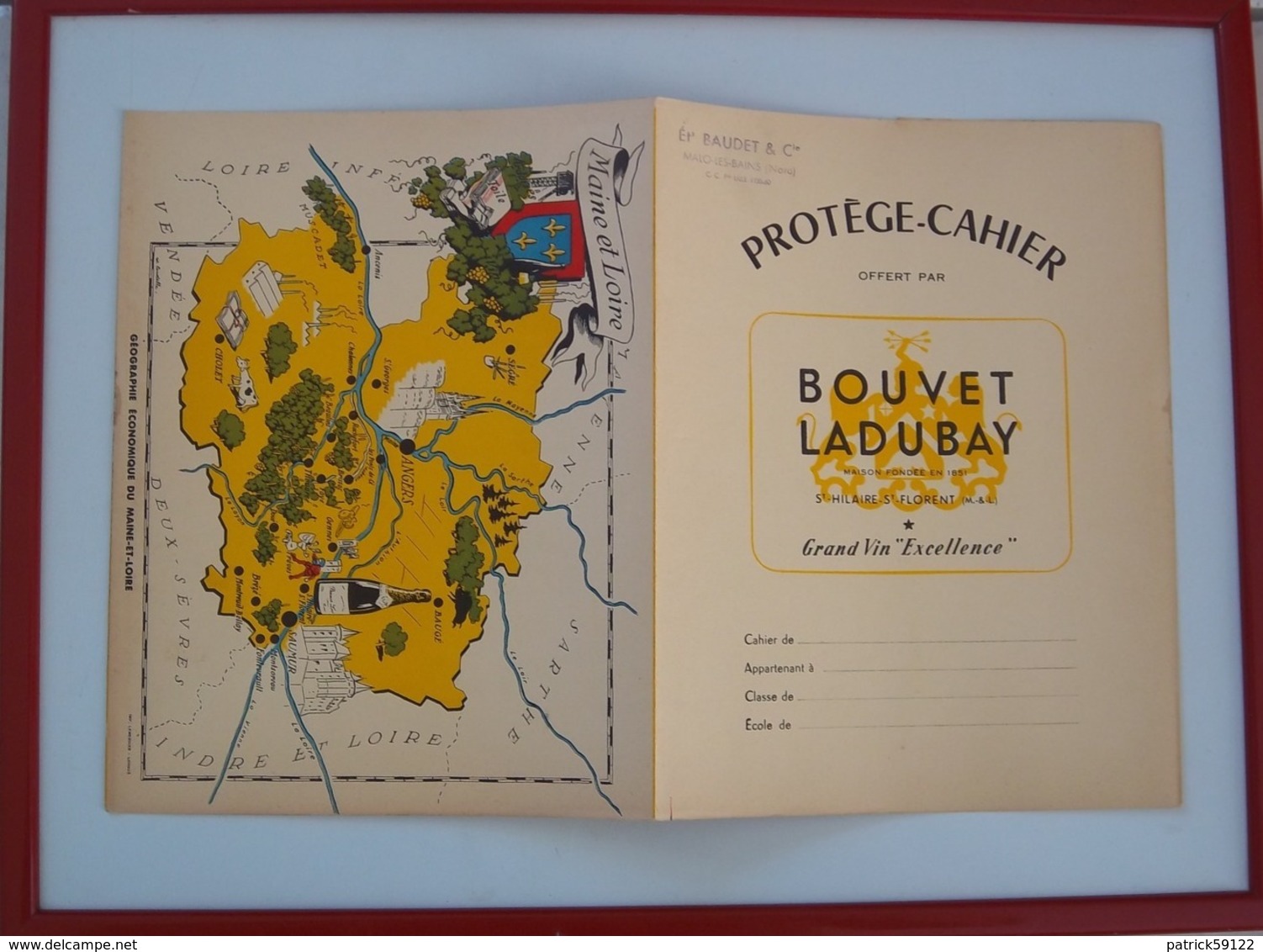 RARISSIME : PROTEGE CAHIER VIN BOUVET LADUBAY - ST HILAIRE / ST FLORENT - MAISON BAUDET - MALO LES BAINS Près DUNKERQUE - Copertine Di Libri