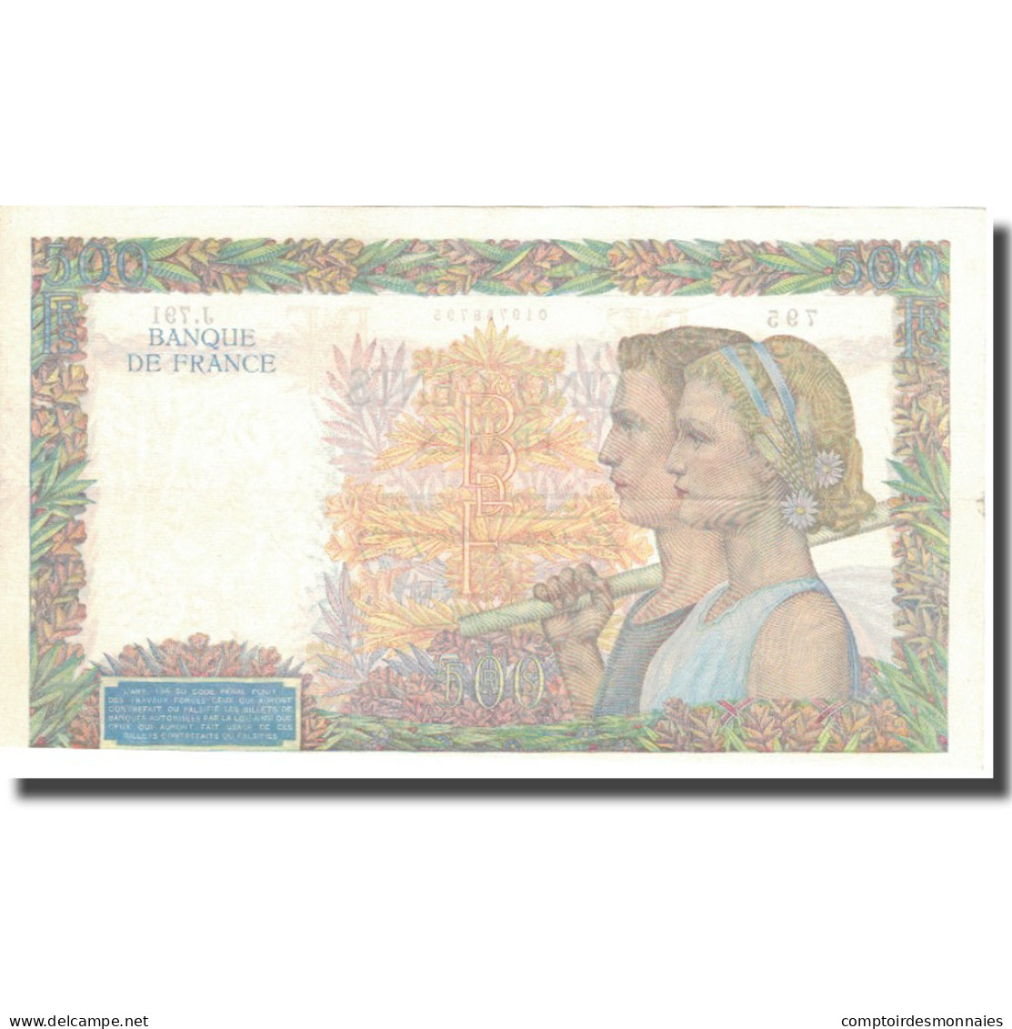 France, 500 Francs, La Paix, 1940, 1940-07-25, TTB, Fayette:32.5, KM:95a - 500 F 1940-1944 ''La Paix''
