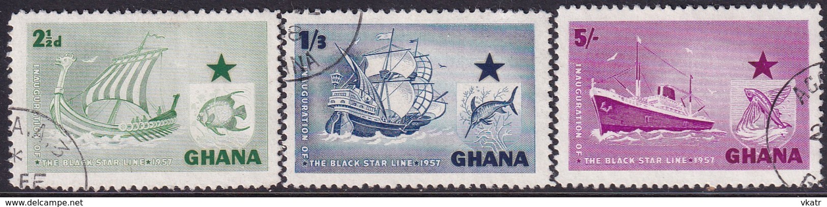 GHANA 1957 SG 182-84 Compl.set Used Black Star Shipping Line - Ghana (1957-...)