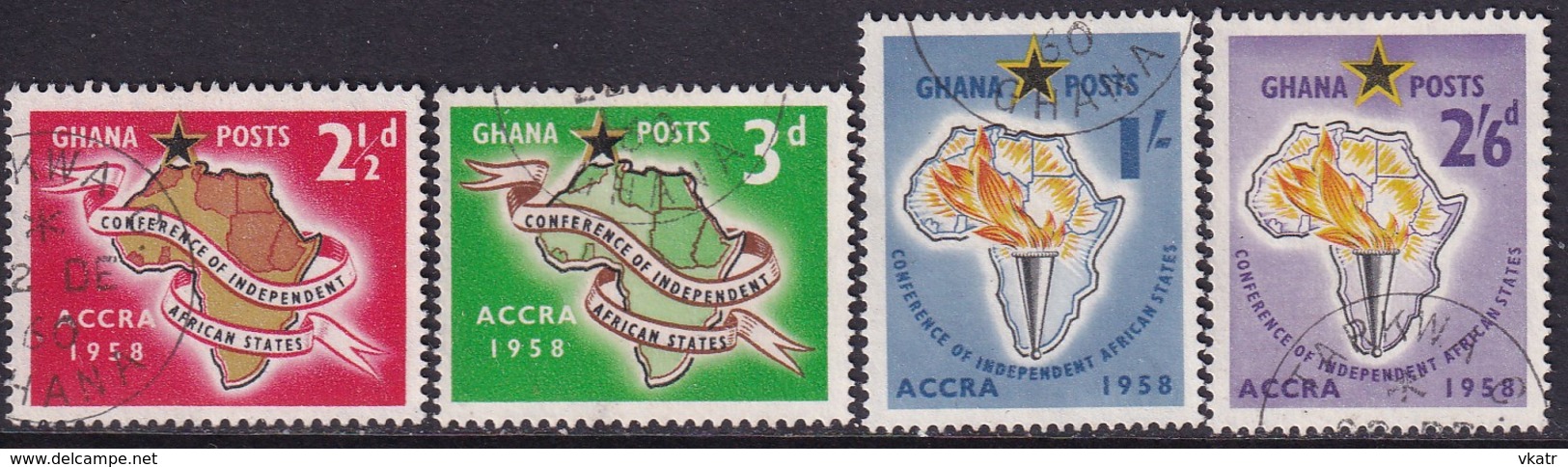 GHANA 1958 SG 189-92 Compl.set Used First Conference Of Independent African States - Ghana (1957-...)