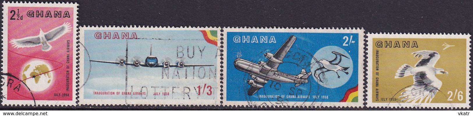 GHANA 1958 SG 193-96 Compl.set Used Inauguration Of Ghana Airways - Ghana (1957-...)