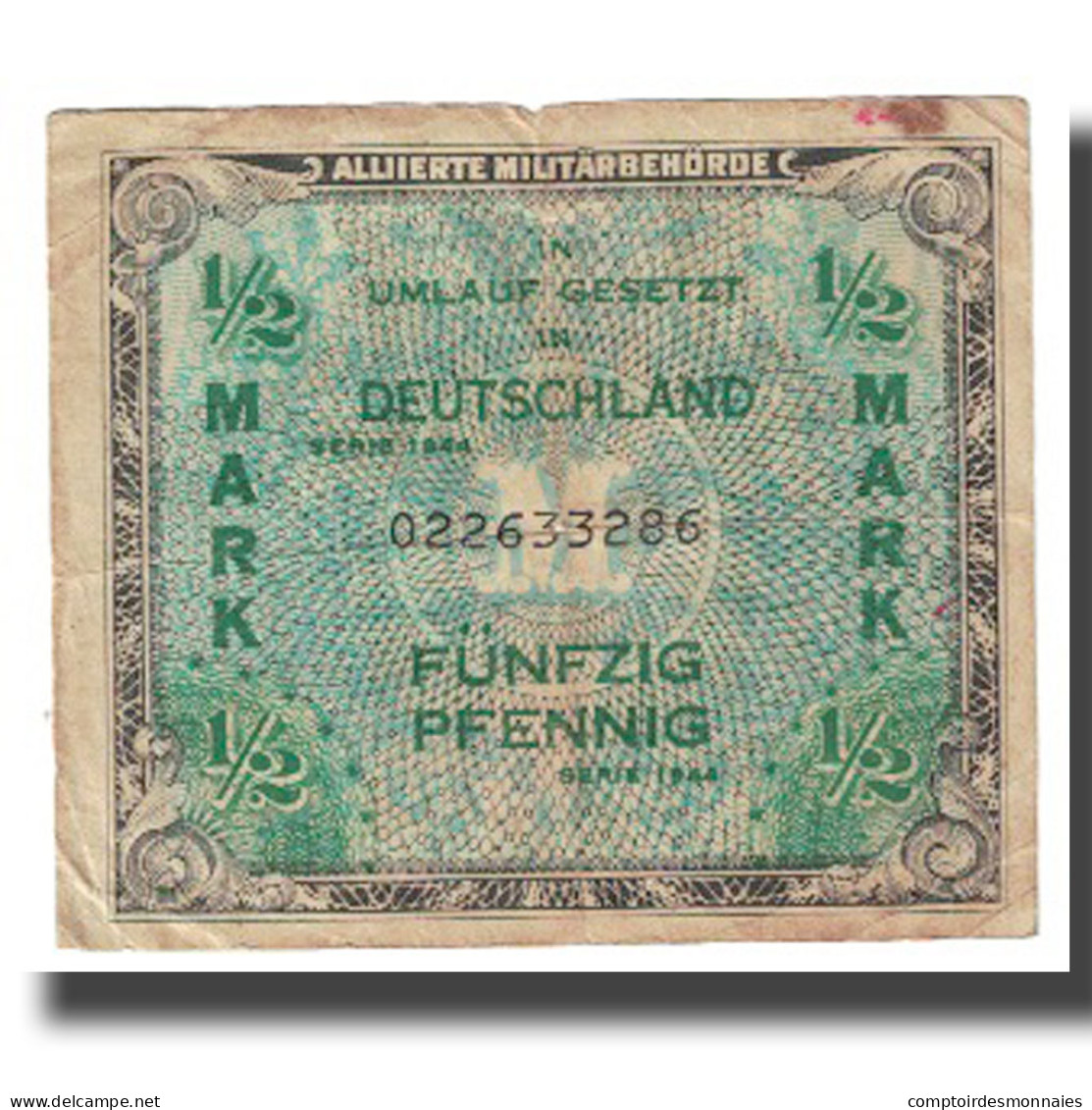 Billet, Allemagne, 1/2 Mark, 1944, 1944, KM:191a, TB - Segunda Guerra Mundial