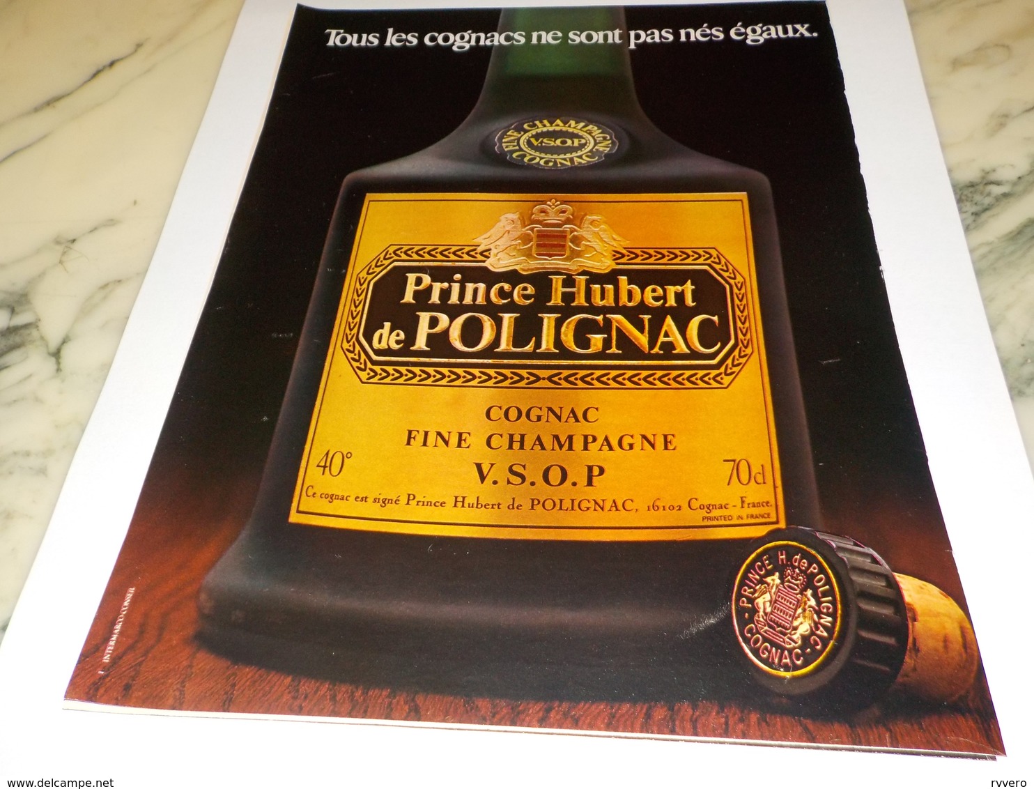 ANCIENNE PUBLICITE COGNAC PRINCE HUBERT DE POLIGNAC 1978 - Alcolici