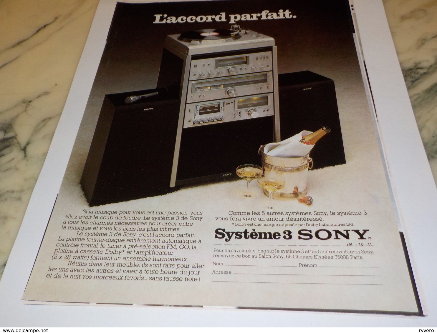 ANCIENNE PUBLICITE  L ACCORD PARFAIT SONY 1978 - Other & Unclassified