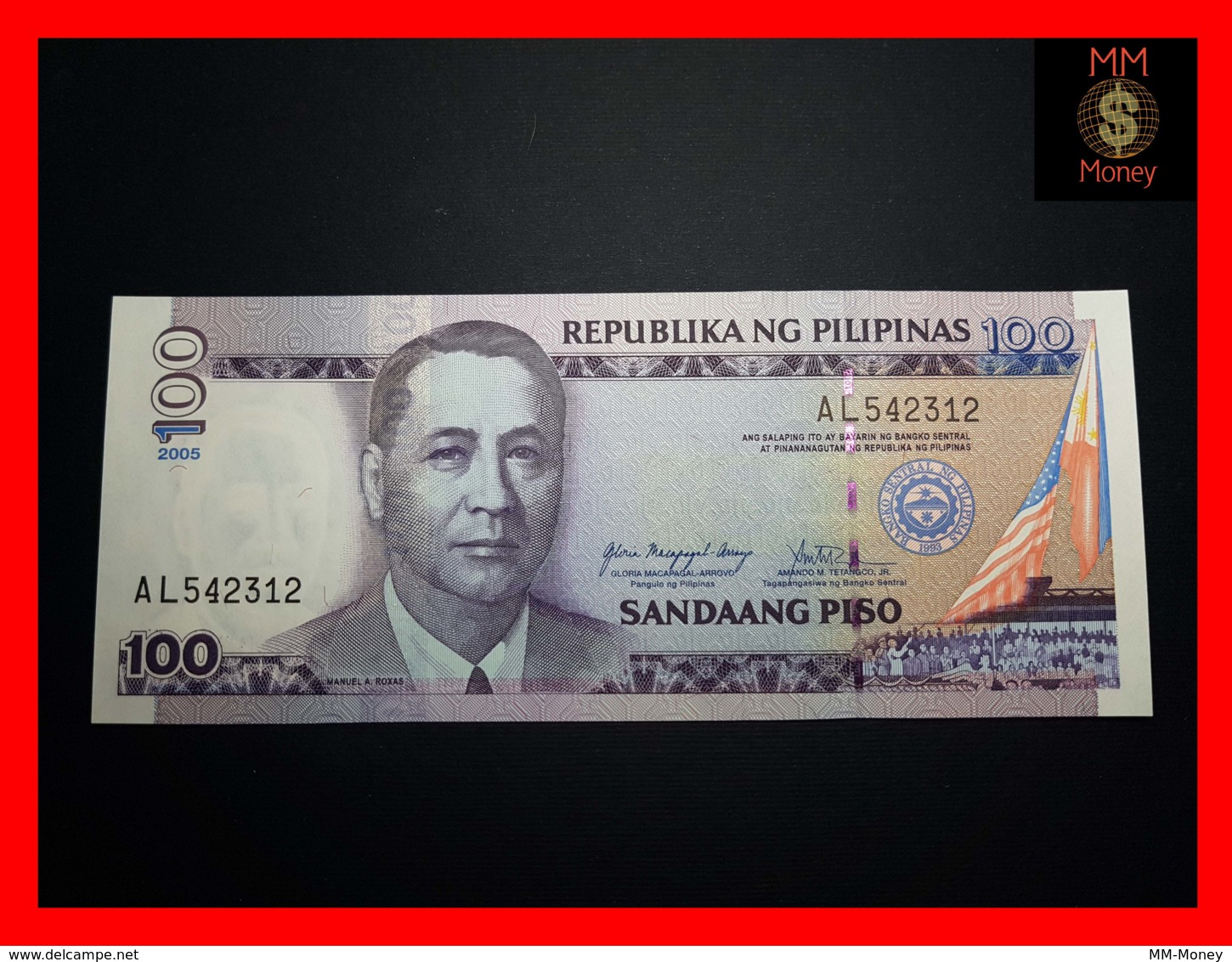 PHILIPPINES 100 Piso 2005 P. 194 C  **ERROR**  “printed President Name ARROVO Instead Of ARROYO"   UNC - Filipinas