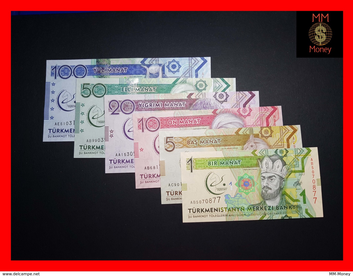 TURKMENISTAN 1-5-10-20-50-100 Manat   2017  P. 36 To 41 Set  *commemorative*   UNC - Turkmenistán