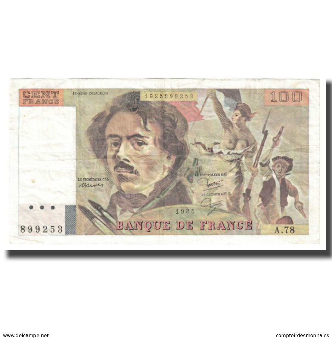 France, 100 Francs, Delacroix, 1984, 1984, TTB, Fayette:69.8a, KM:154b - 100 F 1978-1995 ''Delacroix''