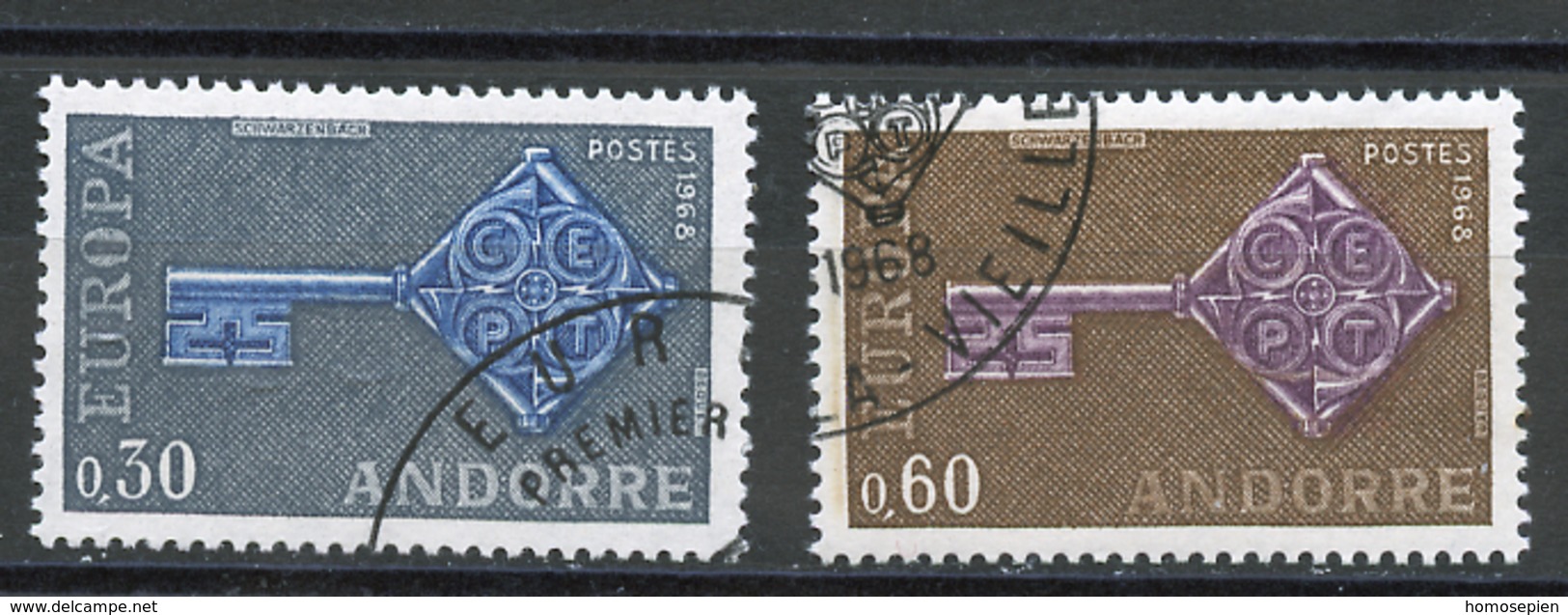 Andorre Français - Andorra 1968 Y&T N°188 à 189 - Michel N°208 à 209 (o) - EUROPA - Used Stamps