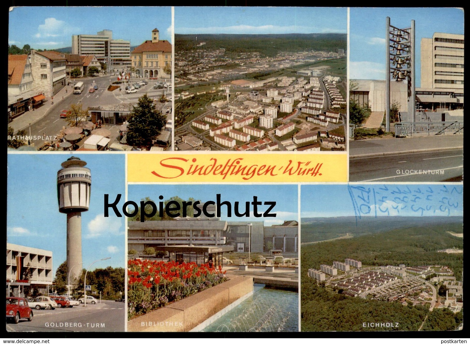 ÄLTERE POSTKARTE SINDELFINGEN BIBLIOTHEK EICHHOLZ GOLDBERG-TURM GLOCKENTURM Library Postcard Cpa AK Ansichtskarte - Sindelfingen