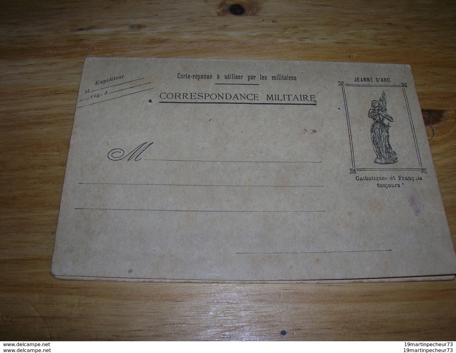 Carte Lettre Double Correspondance Franchise Militaire 2 Volets Complète Jeanne D Arc / Christ Ww1 Guerre 14-18 TB RARE - Lettres & Documents