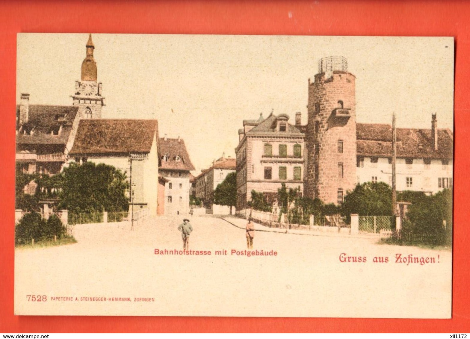 IKA-22 Gruss Aus Zofingen  Bahnhofstrasse Mit Postgebäude. Phototypie 7528  Pionier  Nicht Gelaufen - Zofingen