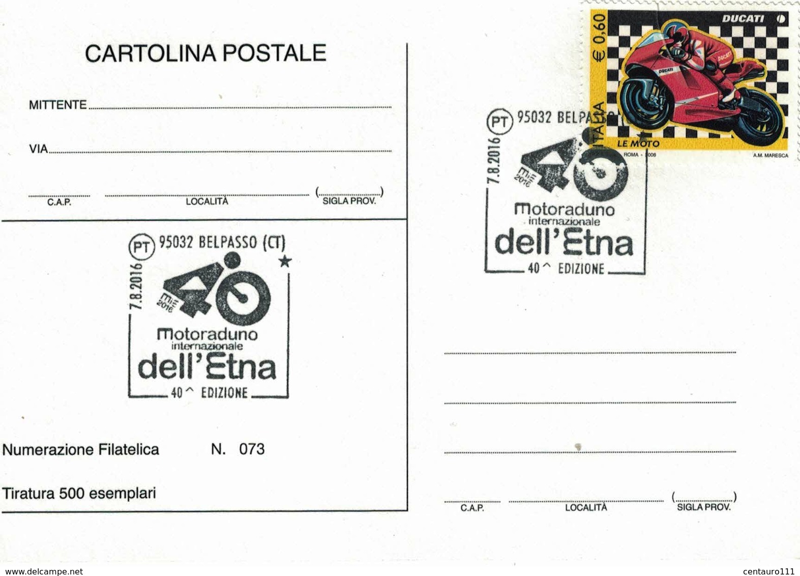 Belpasso, Catania, Sicilia, Annullo Postale, Marcofilia, Motoraduno Dell'Etna - Otros & Sin Clasificación