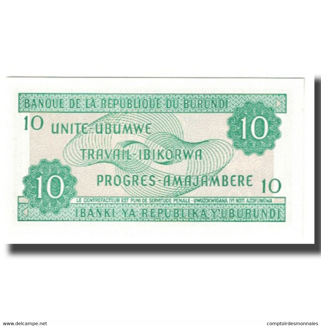 Billet, Burundi, 10 Francs, 2001, 2001-08-01, KM:33a, NEUF - Burundi