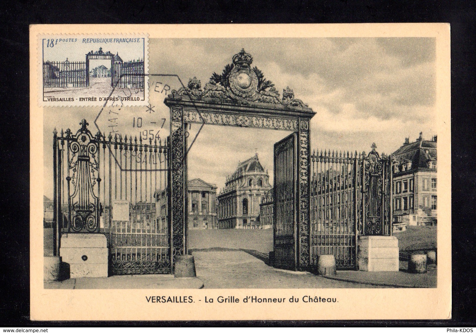 1954 " GRILLE D'ENTREE DU CHATEAU DE VERSAILLES " Sur Carte Maximum N° YT 988. Voir Les 2 Scans Parfait état CM - 1950-1959