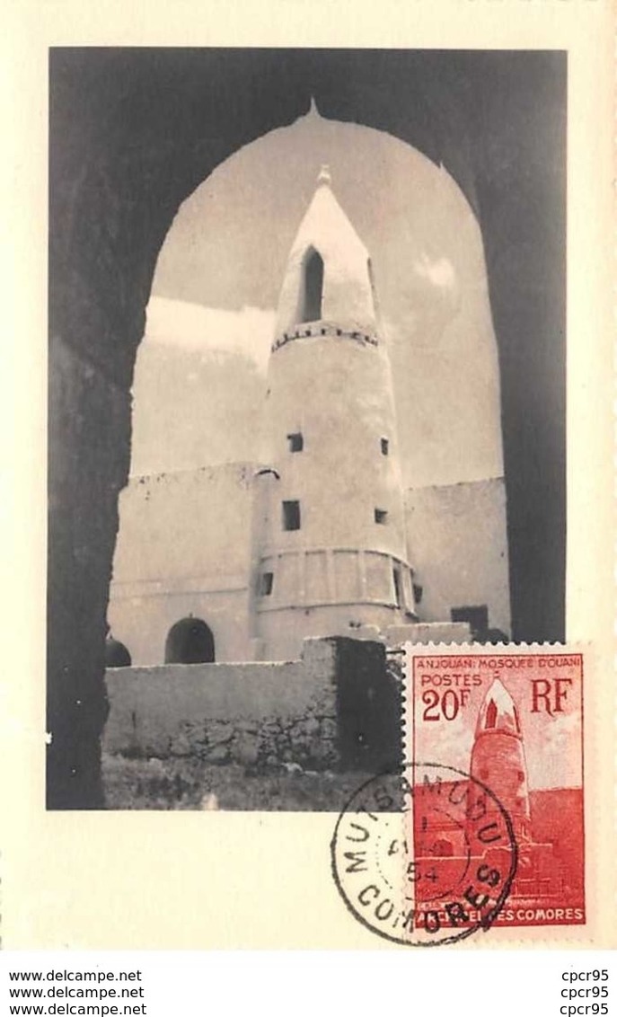 1954 - Carte Maximum - N°151331 - Comore - Mosquée D'ouadni - Cachet - Mutsamudu - Comores