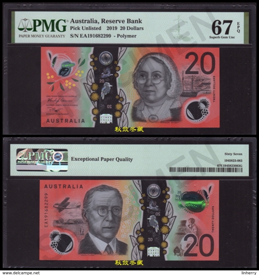 Australia 20 Dollars (2019), Sign.: Lowe-Gaetje, EA19 Last Prefix, Polymer,PMG67 - 2005-... (polymère)