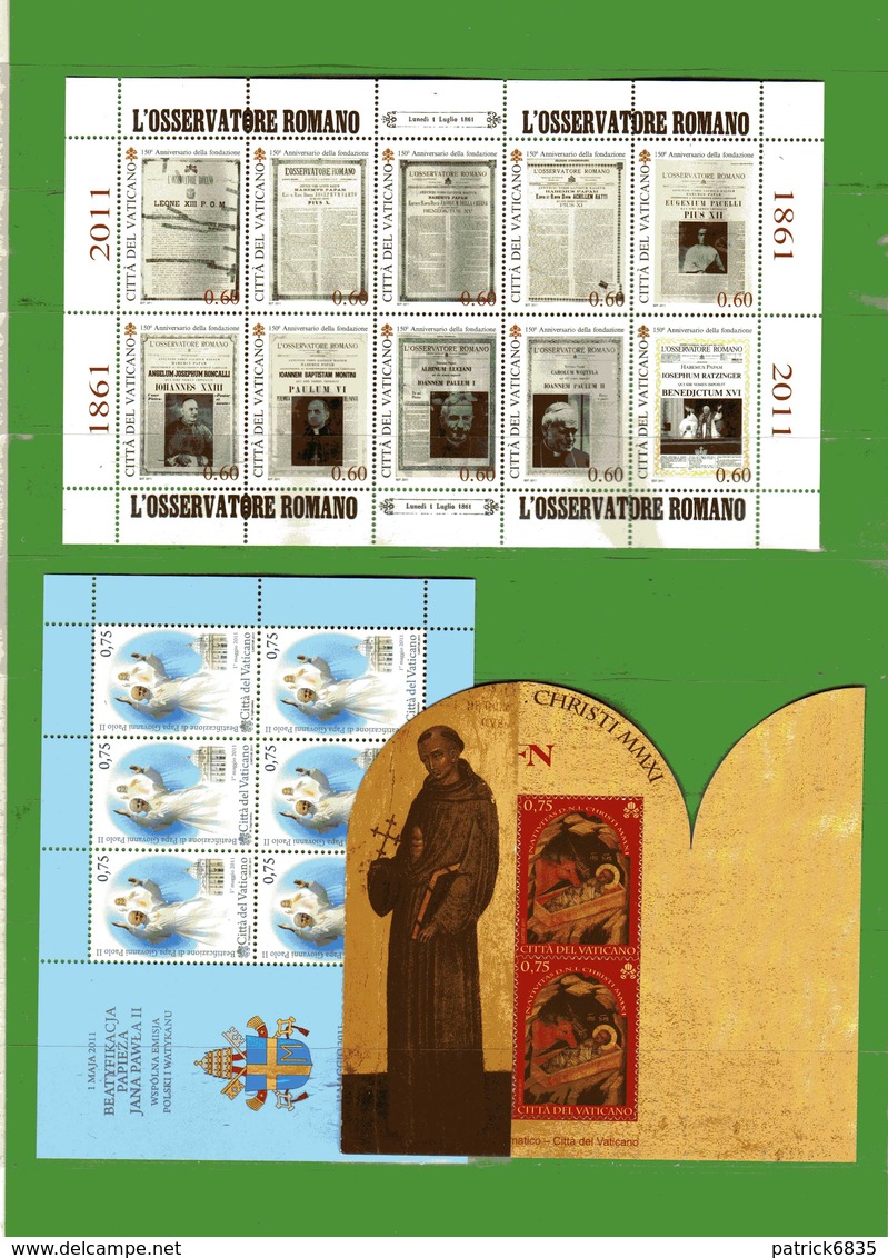 (Ni 5) Vaticano **- 2011 - Annata Completa. 29 Valori + 3 BF. + 1 LIBRETTO .    MNH. - Años Completos