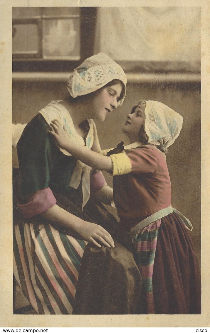 Enfants :  Petite Hollandaise Et Sa Mère Avec Coiffe Traditionnelle FARINE LACTEE RENAUX - Gruppi Di Bambini & Famiglie