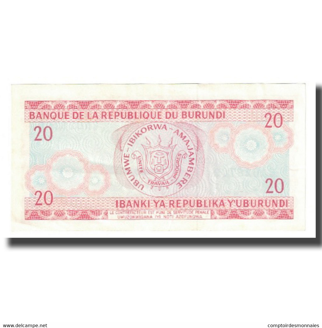 Billet, Burundi, 20 Francs, 1991, 1991-10-01, KM:27c, SUP - Burundi