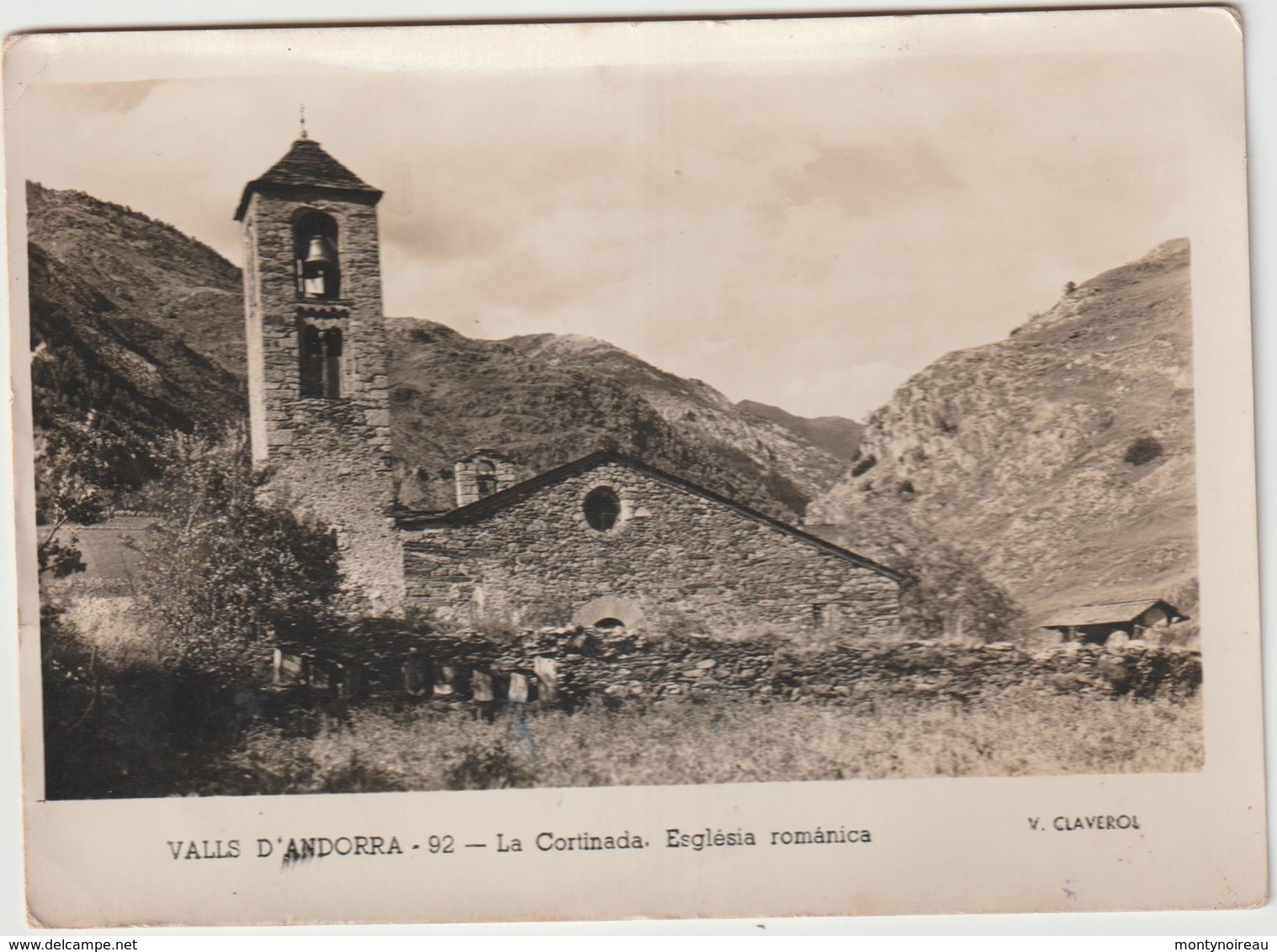 Andorre , Andorra : Vue La  Cortinada , églisia  Romanica  ( V. Claverol )destinée à St Vincent Du Lorouer  1955 - Andorra