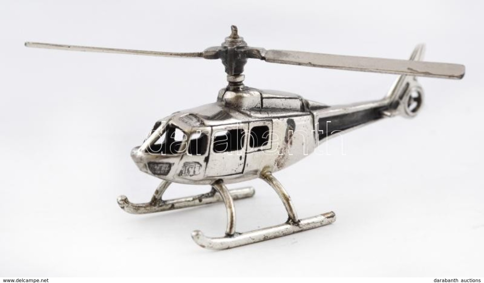 Ezüst(Ag) Miniatűr Helikopter, Jelzett, 8×3 Cm, Nettó: 18,3 G - Autres & Non Classés