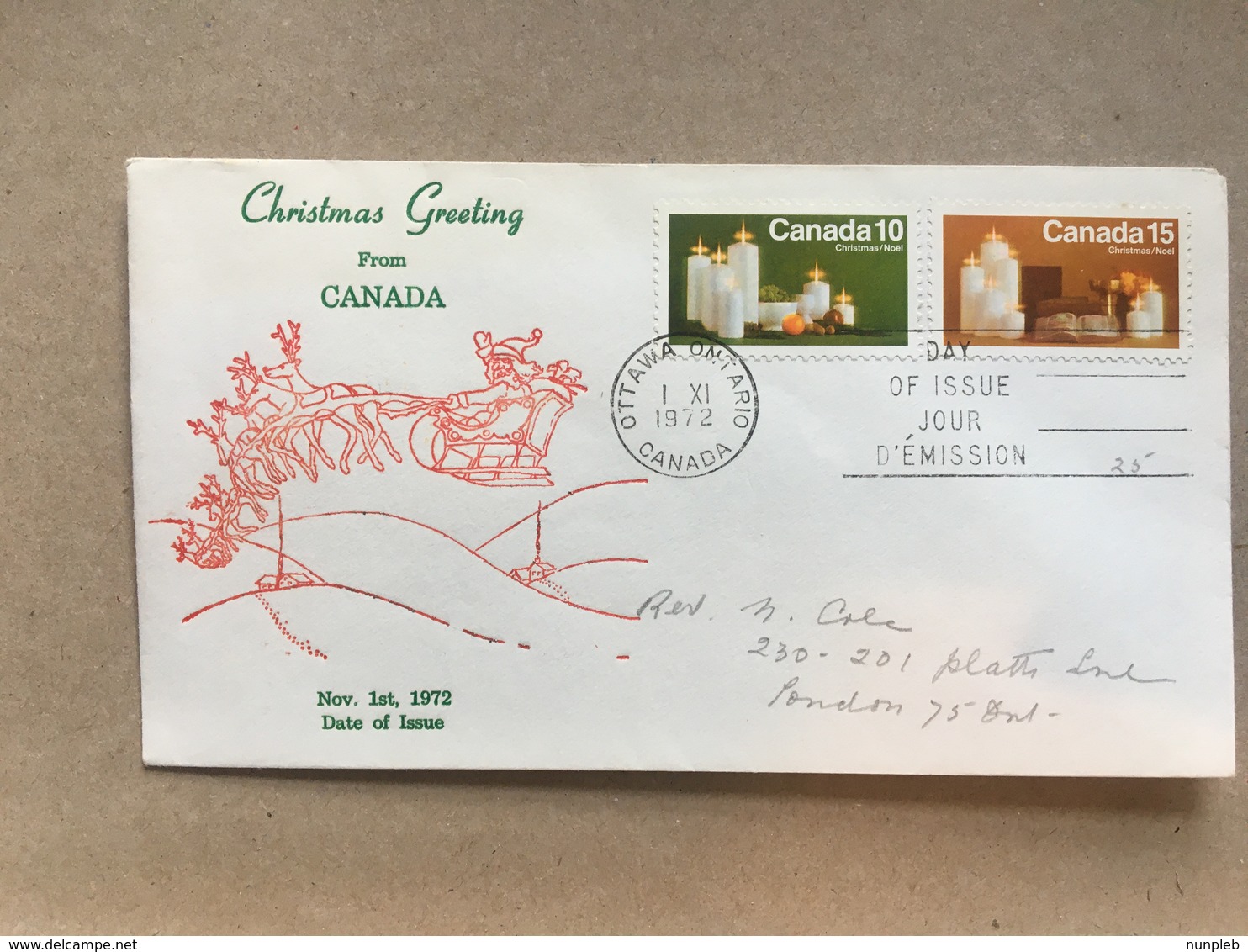 CANADA 1972 FDC Christmas - Covers & Documents