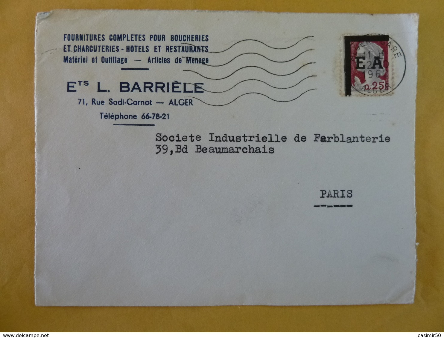 ENVELOPPE  OBLIERATION E.A. ; SUR MARIANNE DECARIS - Algérie (1962-...)