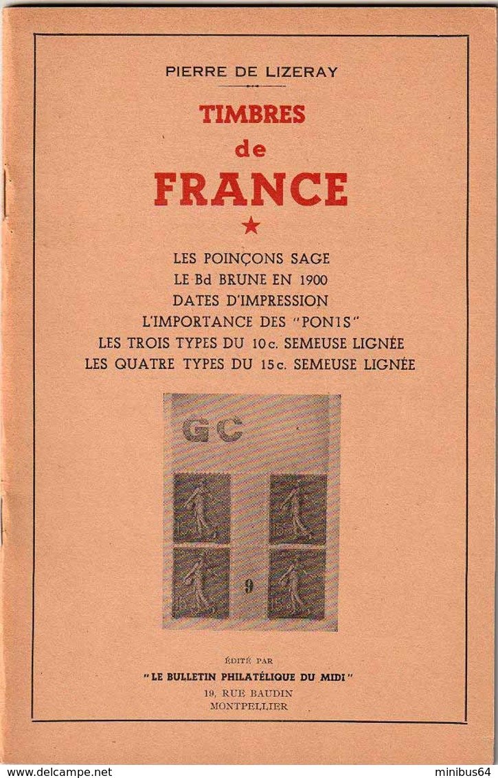 Timbres De France - Pierre De Lizeray - 1956 - Collection Complète 8 Tomes - Filatelia E Historia De Correos