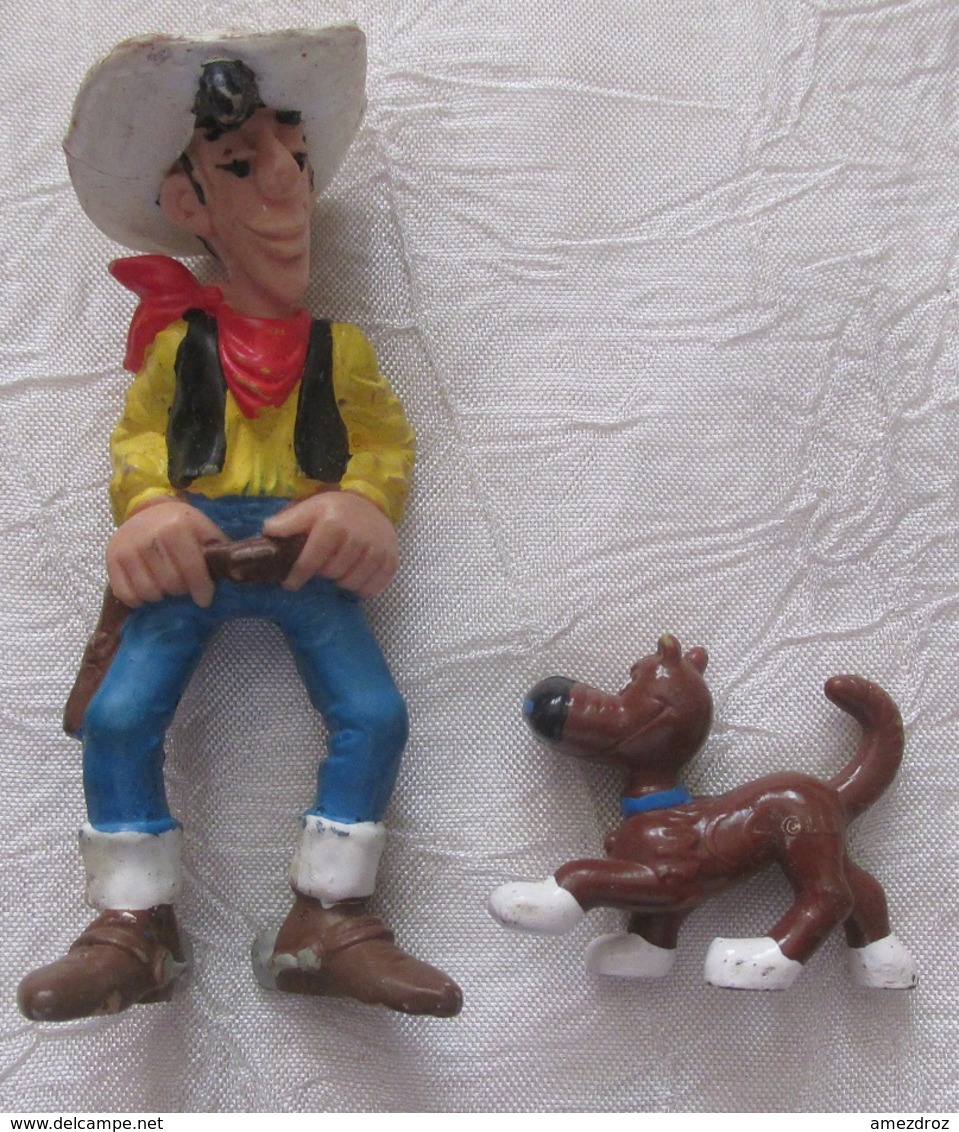 Figurine Lucky Luke Scleich 1984 Et Rantanplan Sans Marque - Figurines En Plástico
