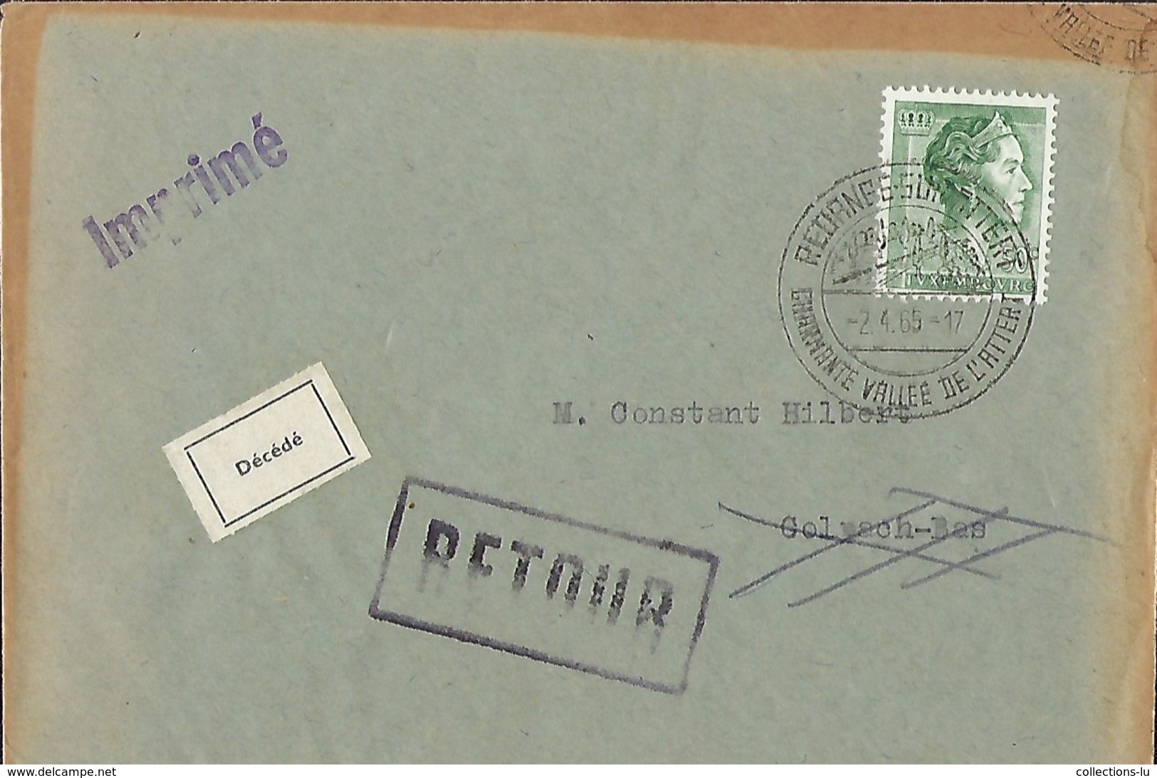 Luxembourg - Lettre Retour - 2.4.1965 - Lettres & Documents