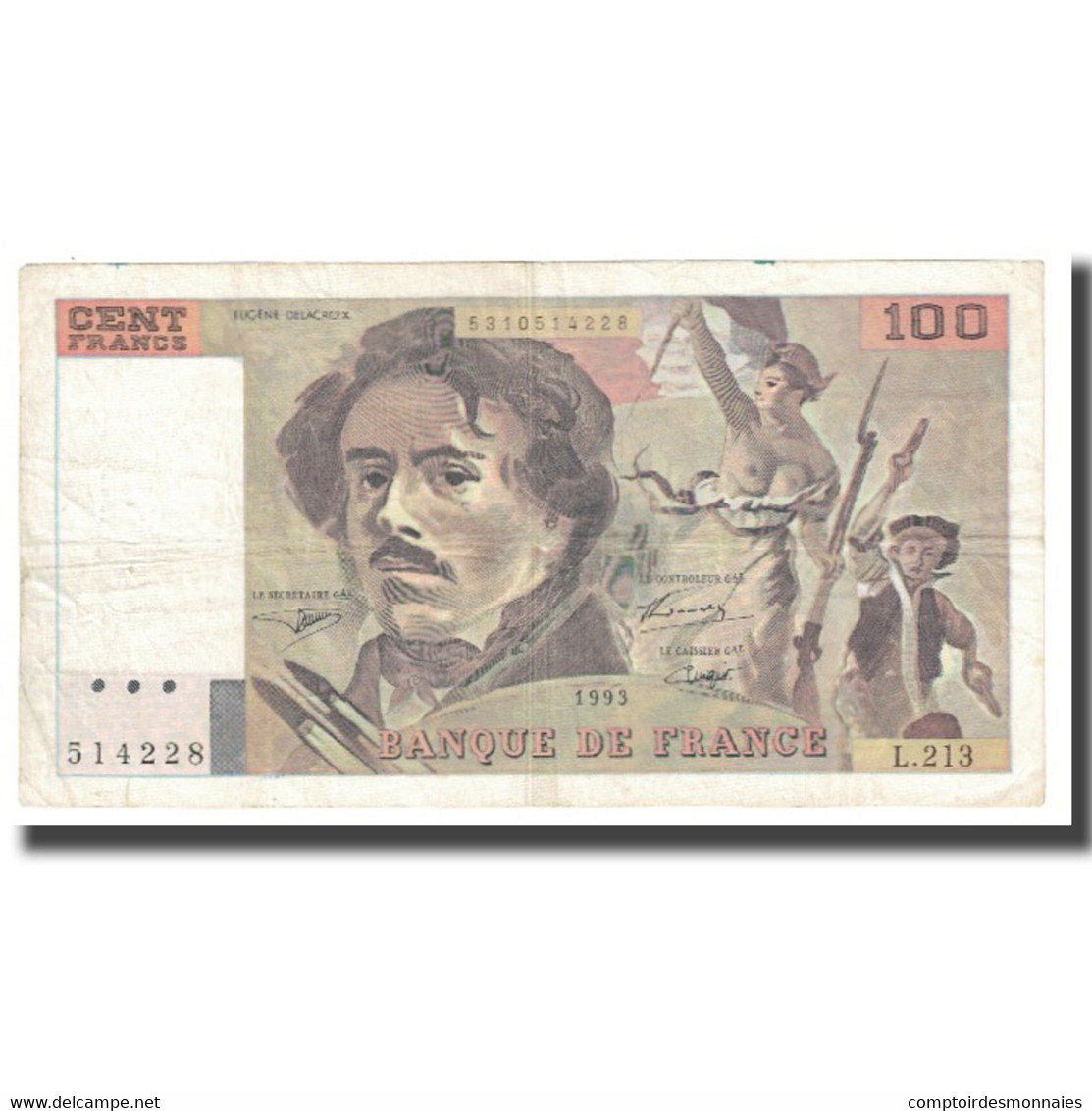 France, 100 Francs, Delacroix, 1993, BRUNEEL, BONARDIN, VIGIER, TB+ - 100 F 1978-1995 ''Delacroix''