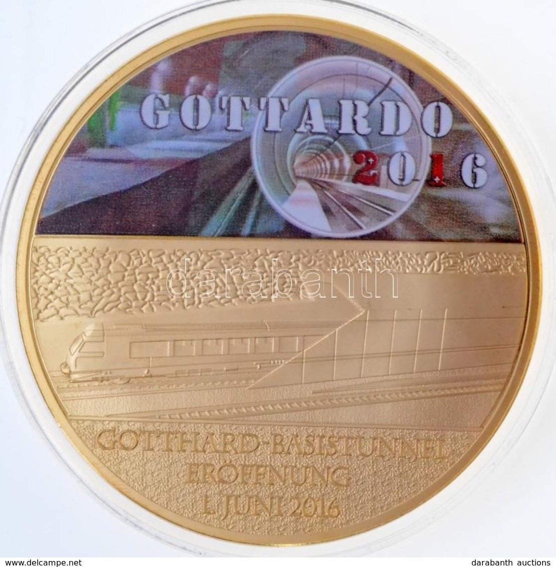 Svájc DN "Historia Helvetica - Gotthard-Basistunnel Eröffnung 1. Juni 2016" Aranyozott Réz Multikolor Emlékérem (70mm) T - Non Classificati