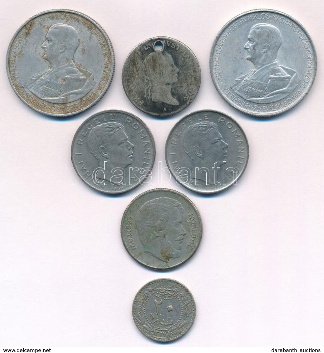 Vegyes: Ausztria 1832. 20kr Ag "I. Ferenc" Lyukasztott + Magyarország 1943. 5P Al "Horthy" (2x) + Magyarország 1967. 5Ft - Non Classés