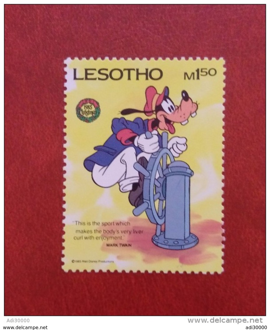 Lesotho 1985 - Christmas 150th Anniversary Mark Twain - Walt Disney Figures Mi 549 Single Value MNH - Cartoon Donald - Lesotho (1966-...)