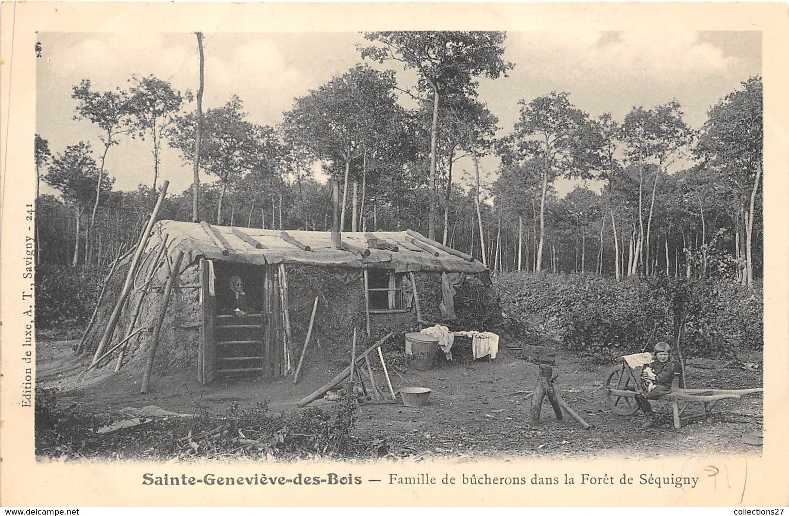 91-SAINTE-GENEVIEVE-DES-BOIS- FAMILLE DE BÛCHERONS DANS LA FORÊT DE SEQUIGNY - Sainte Genevieve Des Bois