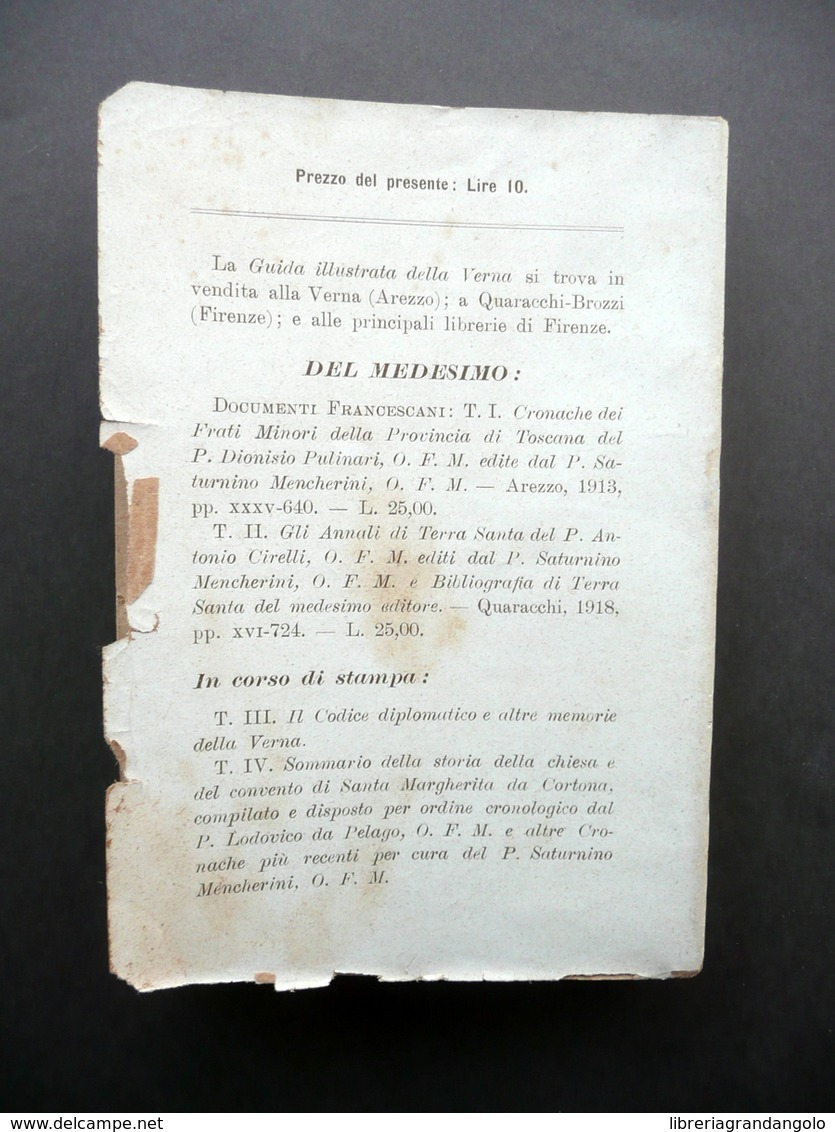 Guida Illustrata Della Verna Mencherini Quaracchi Collegio S. Bonaventura 1921 - Old Books