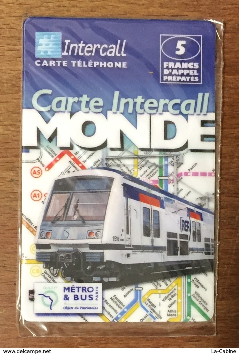 PARIS RATP RER TRAIN INTERCALL 5 FRANCS EXP LE 30/06/2000 CARD CARTE PRÉPAYÉE PRÉPAID PHONECARD - Trenes