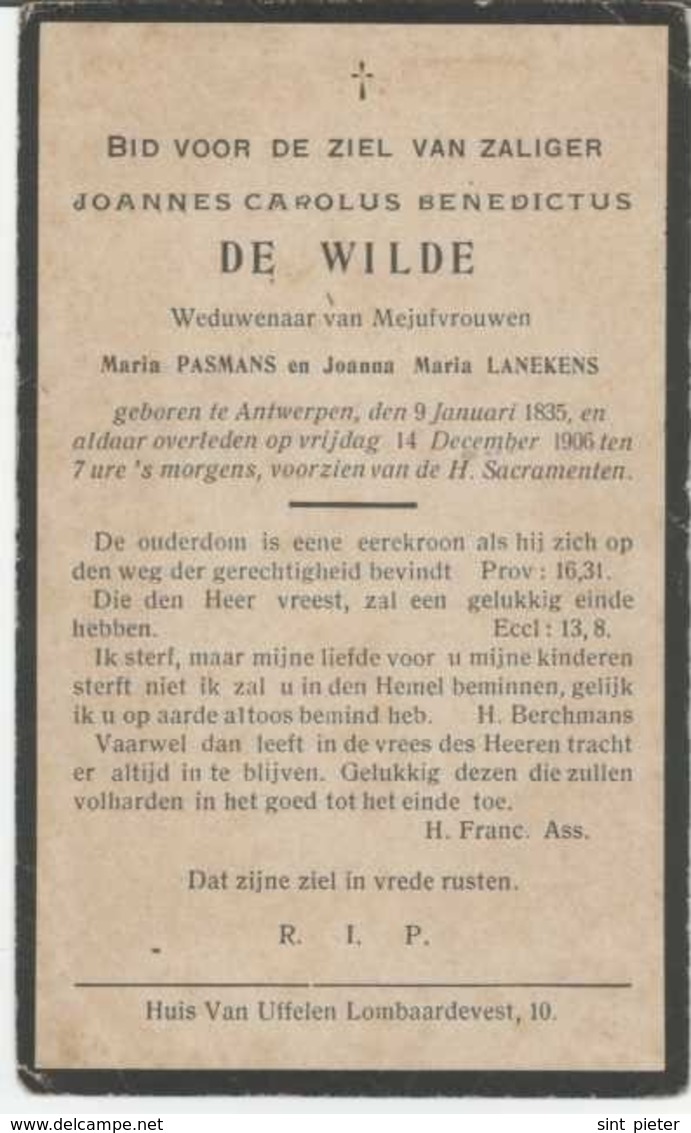 BP De Wilde Joannes Carolus Benedictus (Antwerpen 1835-1906) - Collections
